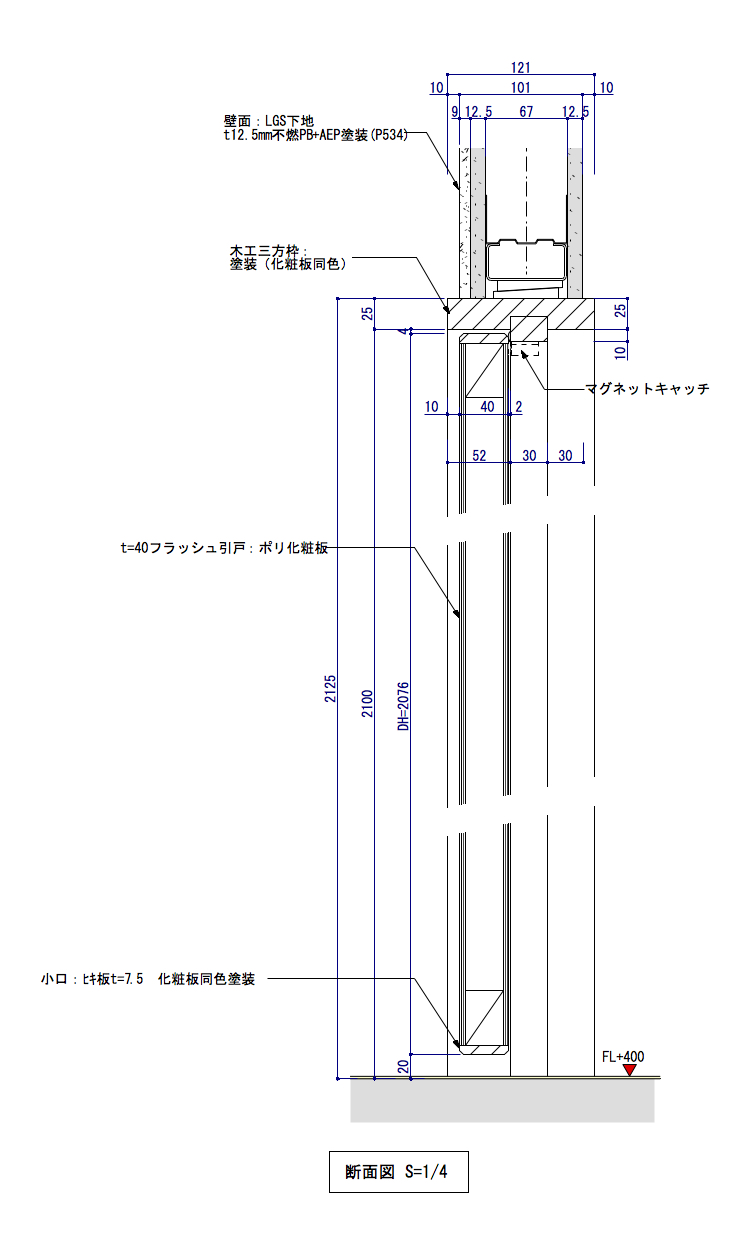 一般的な木製片開き戸 きほんのき の作図事例 図面屋 Com 店舗設計詳細図 虎の巻