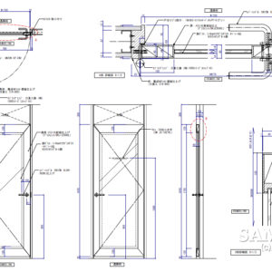 《建具図_012》ガラスFIXした木製建具の作図事例事例