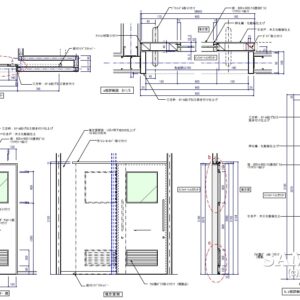 《建具》戸袋付き木製引き戸の作図事例