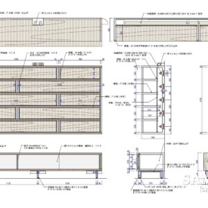 ゴージャスな壁面造作什器の作図事例