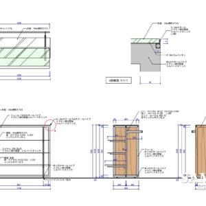 ガラス棚を使ったシステム什器の作図事例
