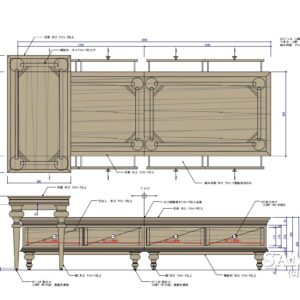 クラシカルなディスプ用ビッグレーテーブル 作図事例