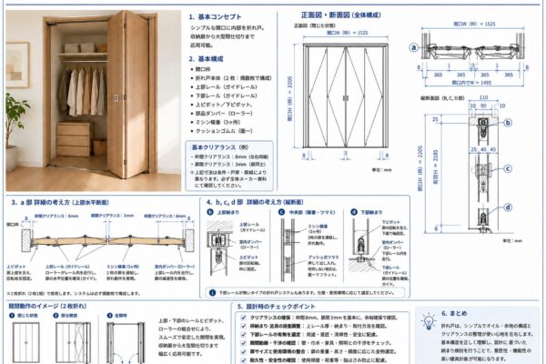 《WJ_001》汎用性のある折れ戸の作図事例（必須！）