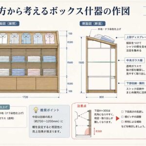 《DF_001》シャツの見え方から考えるボックス什器の作図