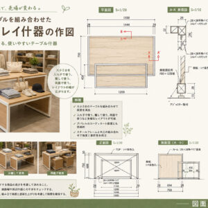 《DF_006》大小のテーブルを組み合わせたディスプレイ什器の作図