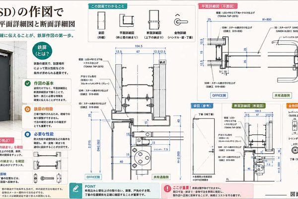 《SD_001》スチールドア（SD）の作図で押さえたい平面詳細図と断面詳細図