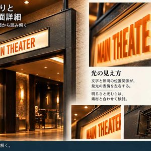 《SIGN_006》象嵌サインの納まりとゲートサインの断面詳細